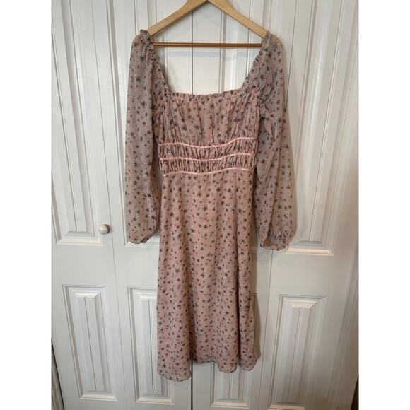 WAY Dresses & Skirts - Way Pink FLoral Midi Dress Size Medium